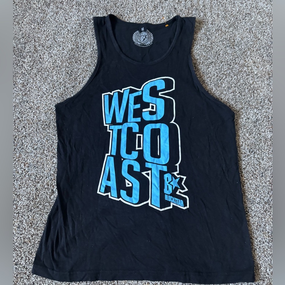 Men’s Preloved tank top black west coast graphic top size medium